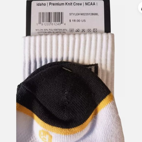 Strideline IDAHO Premium Knit Crew Socks Size: M/L Set of 2 Black White Yellow - Picture 8 of 10